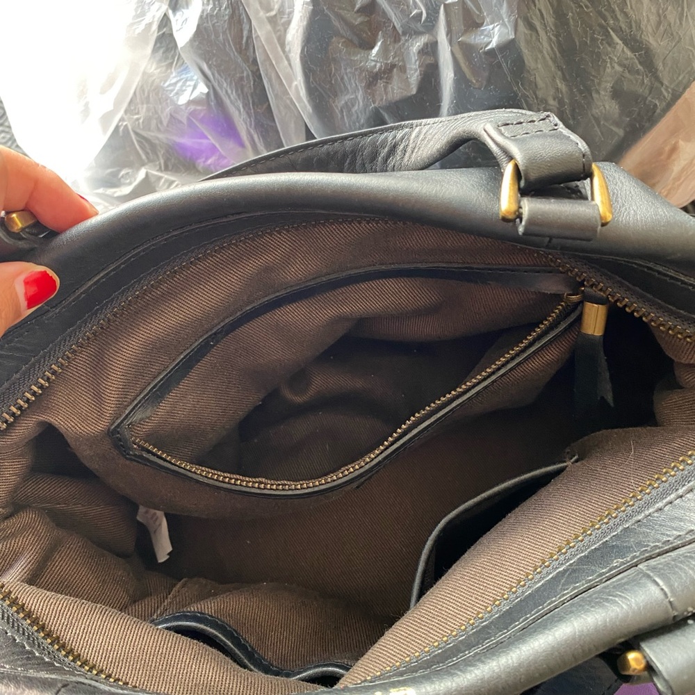 Madewell The Glasgow Satchel Black Pebbled Leather Duffel Bag Monogram JMD - Picture 13 of 15
